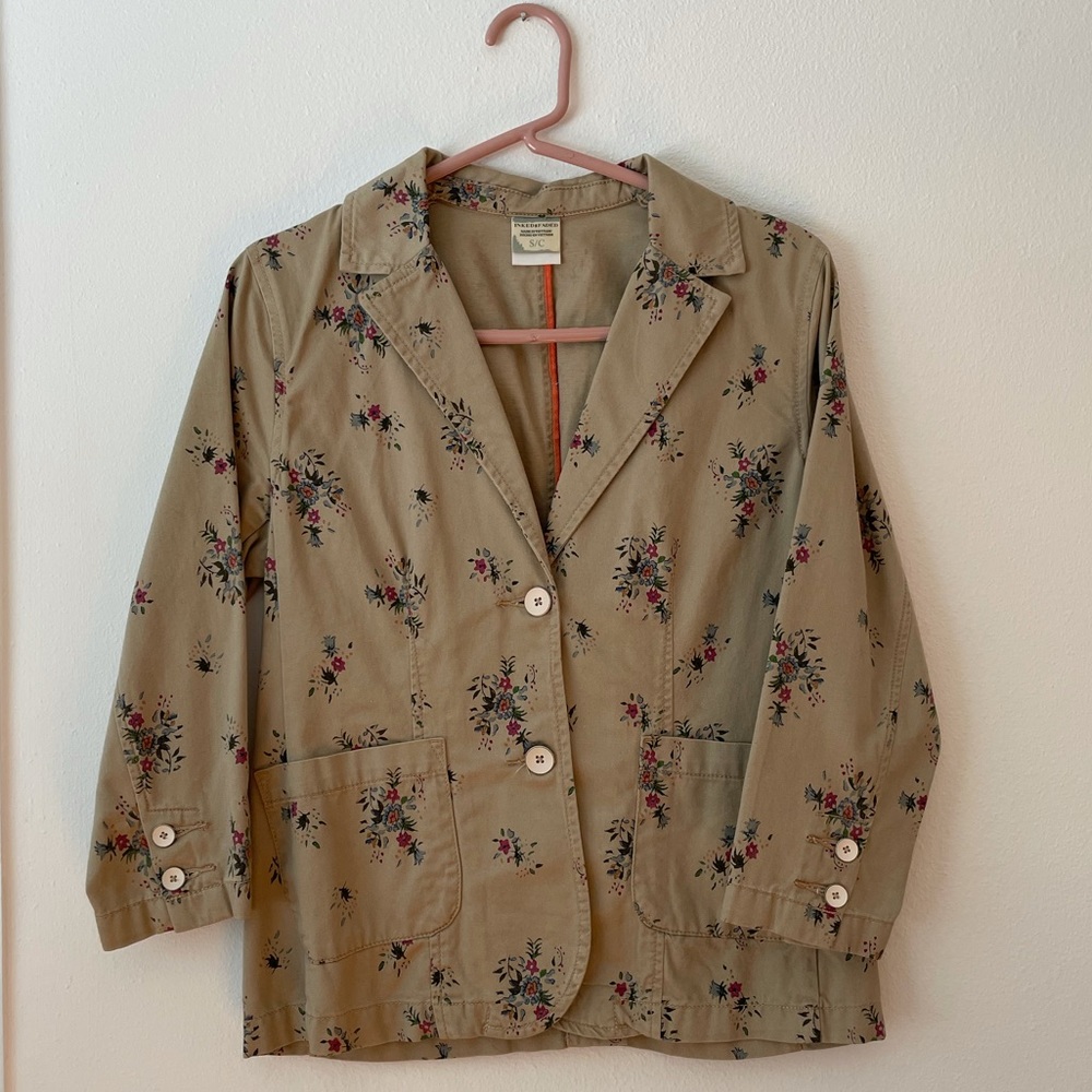 Tan Floral Cotton Blazer